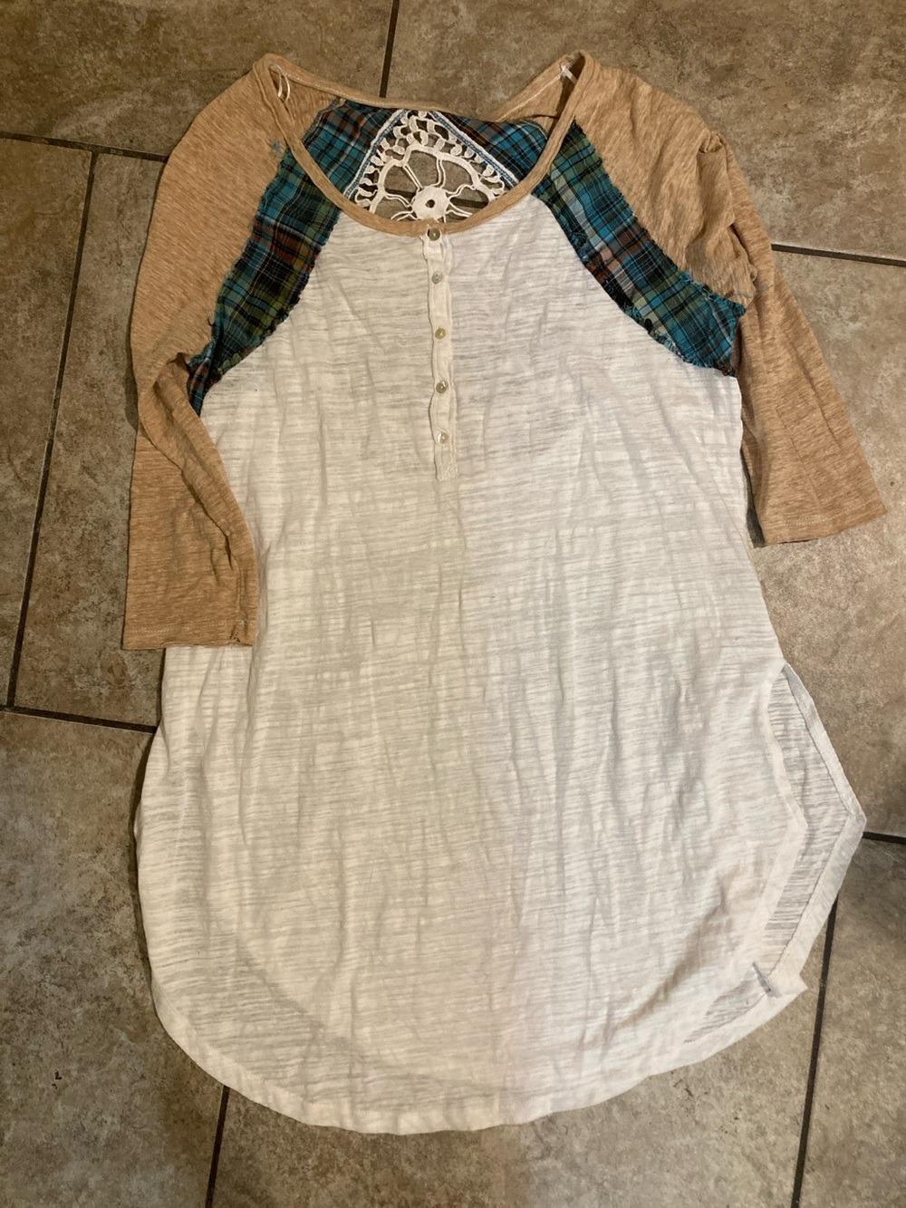 Tan and cream shirt